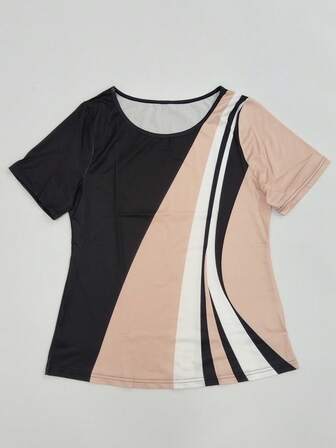 T-shirt décontracté à col rond et à manches courtes pour femmes, style maman, élégant pour les activités extérieures ou les vacances
