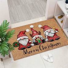 1pc Crystal Velvet Christmas Entrance Mat, Home Doormat, Anti-Slip Carpet Floor Mat