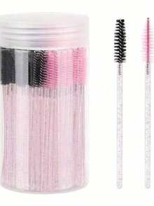 100/50PCS Eyelash Brushes, Mascara Wands With Container, Bendable Disposable Eyebrow Spoolies, Lash Brush For Lash Extensions, Eyebrow Spoolie, Castor Oil Brushes (Not All Sku Are In Bottle) (Multiple Colors Available)