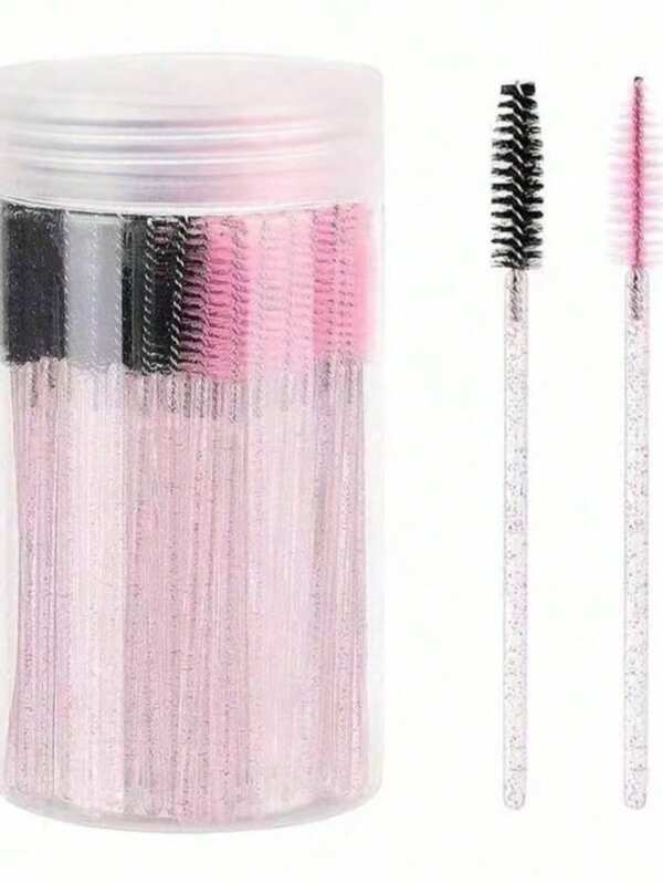 100/50PCS Eyelash Brushes, Mascara Wands With Container, Bendable Disposable Eyebrow Spoolies, Lash Brush For Lash Extensions, Eyebrow Spoolie, Castor Oil Brushes (Not All Sku Are In Bottle) (Multiple Colors Available)