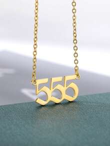 Colier din oțel inoxidabil 111 444 777 cu număr de înger pentru cupluri de femei, coliere anti-decolorare placate cu aur de 18k, bijuterii de aur pentru nunți, accesorii norocoase, cadouri