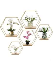 1 pièce Étagère murale hexagonale en métal de style nordique Ins, étagère de rangement murale créative pour le salon, la chambre à coucher