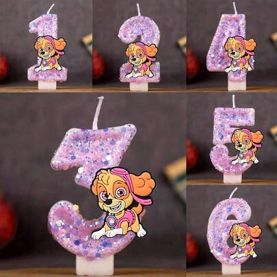 1Pc Cartoon Paw Patrol Theme Candle 0-9 Number Birthday Cake Anniversary Party Baby Shower Candles Scene Decoration Supplies Christmas