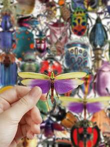 50 piezas/paquete Pegatinas de insectos lindos y coloridos, pegatinas decorativas para scrapbooking, etiquetado, diario, papelería, álbum de fotos, teléfono, diario, planificador