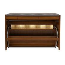 Shoe Storage Bench, Bamboo Entryway Bench, 2-Tier Shoe Rack, 27.5*9.4*17.3in Shoe Organizer With Padded Seat Cushion For Entryway Living Room Bedroom, Holds Up To 220.5 Lbs, Brown, Simple Assembly