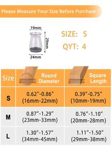 4/8/16/24/36 件装家具腿保护垫，适用于硬木地板，家具垫，椅子腿滑垫，硅胶椅腿套，防止地板刮伤并降低噪音，适用于厨房、客厅、卧室、咖啡厅，3 种款式可选 - 透明淺灰 - 查看 11