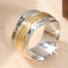 Inel răsucit cu ciocan pentru femei - Design boem vintage, ondulat, larg, bijuterii placate cu aur alb, cadou durabil de zi cu zi și pentru Ziua Recunoștinței, inel și bijuterii decorative retro, suprafață metalică texturată