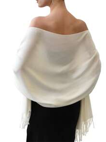 1pc Women's Minimalist Solid Color Faux Cashmere Scarf, Casual Versatile For All Seasons, Fashionable And Elegant Outerwear Decoration, Suitable For Wedding, Church, Evening Party, High-End Premium Ladies Shawl