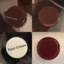 1pc Retro Brown English Round Expandable Foldable Slouchy Phone Holder, Compatible With Apple, And Other Smartphone Cases, Minimalist Aesthetic, Adhesive Style - Multicolor - View 2