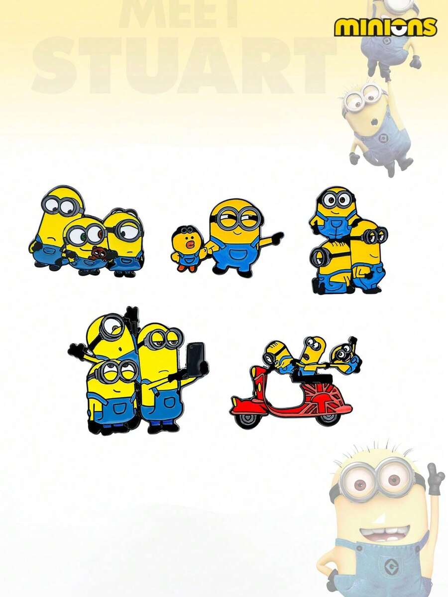 Minions 1/5pcs Minions Brooch Suitable For Clothes, Bags, Shoulder Straps, Pencil Cases, Unique And Beautiful, Can Be Used To Decorate Clothes And Bags, Can Be Given As Gifts To Friends, Suitable For Parties