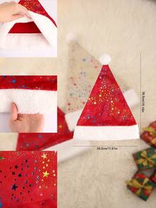 1 pieza, Gorro de Navidad bordado personalizado, disponible en varios colores y tipos de letra, patrones de estrellas, hecho de poliéster, sorpresas navideñas, atuendos navideños, accesorios para el árbol de Navidad, decoración de escena navideña - Multicolor - Ver 4