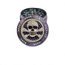 1pc Diamond Inlaid Skull Shaped Colorful Zinc Alloy Grinder, 50mm 4 Layers, Multi-Function Herb Grinder, Smoking Accessory, Decorative Item - Multicolor - View 10