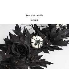 Halloween Garlands Spooky Black Rose Maple Leaf Garlands Photo Booth Props For Mantel Decorations