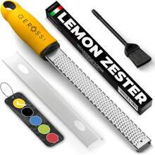 GEROSSI - Rallador de cítricos y queso, acero inoxidable 430, hoja superafilada, trituradora de mano para verduras, frutas, limón, jengibre, ajo, chocolate, especias, rallador con cepillo y tapa - 1 - Ver 2