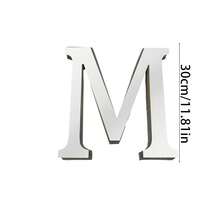 Silver Mirror Alphabet A-Z Wall Stickers - 10/15/20/30cm Tall Letters & Symbols Sold Separately, Dual-Layer Design: Reflective Acrylic Top + 1cm Thick Foam Base With Adhesive, Apply Together For 3D Effect Or Use Only Mirror Layer, Create Custom Words On Walls/Windows, Ideal For Marriage Ceremony Initials, Inspiring Messages In Work Areas, Romantic HOME Displays