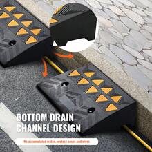 Rubber Curb Ramps, 2 Pack, 5 Inch Lift Height, Heavy Duty, 33069 Lbs/15 T Capacity, Threshold Ramps, Driveway Ramps With Stable Grid Structure For Cars, Wheelchairs, Bicycles, Motorcycles - 5 Inches - View 5
