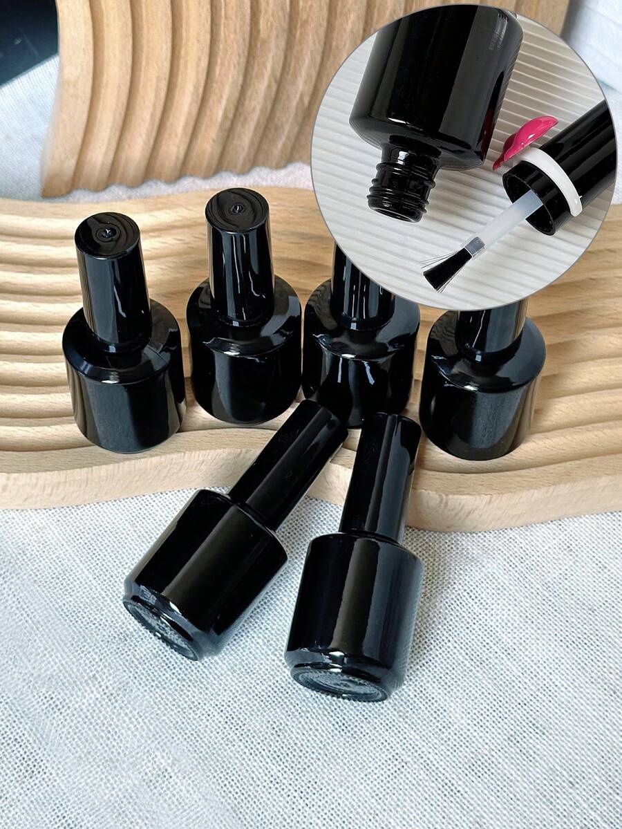 15ml Empty Nail Polish Bottle, Round Black Color, Opaque Nail Polish Bottle, No Nail Polish Included