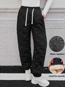 Lässige, sportliche und bequeme Loungewear & Street-Chic Stil schwarze Hose mit geripptem, strukturiertem Muster, perfekt für den täglichen Wintergebrauch, Gym-Workouts, Outdoor-Jogging, Regentags-Erledigungen - Schwarz - Übersicht 7