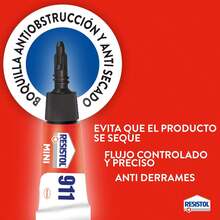 Resistol 911 Mini Duo adhesivo instantáneo, especial para usos de emergencia y reparación. Formulación de alto desempeño, adhiere en una amplia gama de materiales, 2X1g - 1 - Ver 5