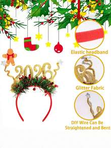 2 piezas/1 pieza Bandas para el cabello de Navidad y Año Nuevo. Diadema y tocado para 2026. Diadema con estampado de estrellas y dígitos 2026, decoración de fiesta de Navidad, accesorios para fotos, diadema de Año Nuevo. Tocado y diadema conmemorativa de Año Nuevo. Accesorios para el cabello de mujer, diademas. Tocados, otoño, accesorios para el cabello de mujer, accesorios de belleza, cosas para el cabello, rellenos de calcetines de mujer, regalo de Navidad, rellenos de calcetines para adultos, cosas para el cabello, relleno de calcetín, accesorios navideños para el cabello de mayoría de edad, ideas de regalo, rellenos de calcetines de belleza, Navidad