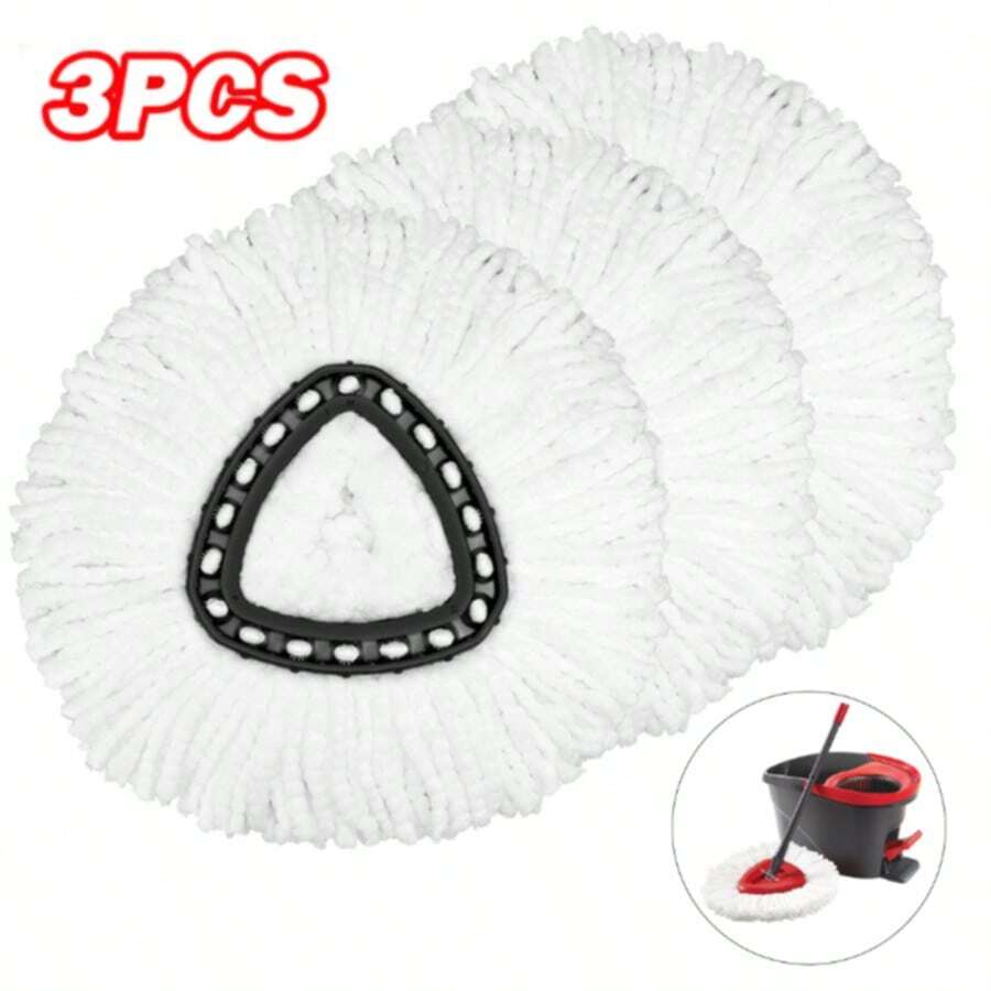 3 Pack Mop Replacement Heads Spin Mop With Ocedar Triangle Swivel Mops, Microfiber Spin Mop Refills, Easy Cleaning Mop Head Replacement Refill(3pack)