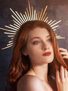 1 Halo Crown Mary Headband Gold Tiara Lolita Retro Crown Role Playing Headpiece DIY Headpiece, Bohemian Wedding, Halloween, Gothic, Ball, Party, Carnival (Black, Gold) Halloween Tie Type (Tie Material), Hair Band, Hair Hoop Hair Accessories