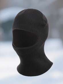 1pc Kids Boys 1-8Y Solid Color Knitted Balaclava Hat, Warm Soft Protective Cute Casual Dual Pom Pom Knit Beanie Suitable For Outdoor, Daily Use In Autumn/Winter - 1PC - View 16