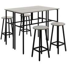 Essgruppe 6-Piece Seating Set With 2 Bar Tables And 4 Bar Stools In Industrial Design, Made Of Plywood And Steel, Gray And Black. - 1 - View 1