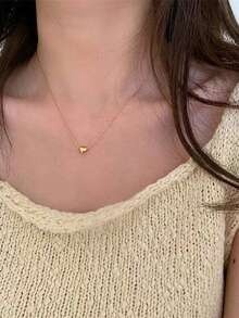 1 pieza Collar con colgante en forma de corazón pequeño y delicado de estilo minimalista, adecuado para el uso diario de las mujeres