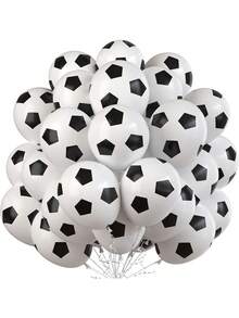 Baloane din latex pentru petrecere de fotbal, 10/30/60 buc - decorațiuni de fotbal alb-negru de 12 inch pentru adulți, haion, bar sportiv, noapte de pub - baloane din latex pentru ziua de naștere tematică, absolvire, decor de ziua meciului