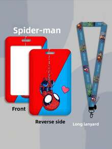 漫威蜘蛛侠超级英雄证件卡套挂绳吊坠，酷炫钥匙扣项链，男孩礼物，工作证件套