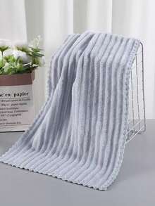 1pc Or 4pcs Set, Simple 3D Striped Coral Fleece Soft Absorbent Non-Shedding Towel, Supermarket Gift, Household Adult Couples Face/Hand Towel, 30*70cm Multi-Purpose Towel Or 52*100cm Large Towel Shower Towels For Beaty Salon, Hotel Sports,Home Essentials, Towel, Skin Care