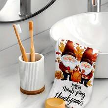 2 pièces/100 pièces Set de serviettes de cuisine avec motif d'automne, de nain et de citrouille, convient pour restaurant, cuisine, salle de bain, décoration intérieure, décoration de fête, cadeau de vacances, peut être offert comme cadeau de Thanksgiving