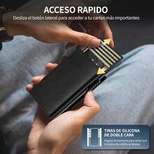Tarjetero para Hombre, Tarjetero Plegable Antirrobo para Hombre, Cartera para Hombre con Ranura para Monedas y Atracción Magnética, Puede Almacenar Efectivo y Tarjetas (Negro) - Card Holder Marrón - Ver 4