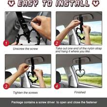 Fabbay 2 Pieces Heart Handle Keychains Car Accessory Heart Hand Strap Drift Charm For Car Interior Exterior Decoration(Black,Thorns Style) - ColorA - 查看 4