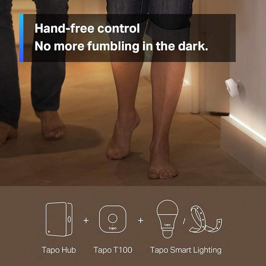 TP-Link Tapo Motion Sensor, Requires Hub, Long Battery Life/Sub-1G Low-Power Wireless Protocol, Wide Range Detection, Adjustable Sensitivity, Real-Notification, Action (Tapo T100) - Complemento de sensor de movimiento - Ver 1