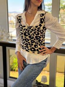 PLAIN SQUARE TANK TOP SUMMER KNITTED MODAL NEW COLLECTION - Sand Jaguar With Black - View 1