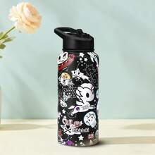 Official Tokidoki Unicorno 32oz Insulated Water Bottle With Straw, Stainless Steel Metal Vacuum Thermo Water Flask, Leak-Proof Double-Wall Vacuum Tumbler Cup Coffee Mugs For Gym Travel Work Shopping - 黑與白 - 查看 6