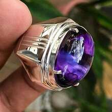New Purple Egg-Shaped Irregular Silver Ring European And American Fashion Jewelry - Màu tím - Xem 4