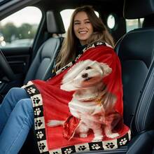 Cobertor Personalizado com Foto e Nome, Cobertor de Estimação Personalizável com Nome e Fotos, Cobertor de Cachorro Macio e Confortável, Presente para Pai de Cachorro, Presente para Amante de Animais de Estimação, Poliéster, Lavável em Máquina, Cobertor de Cachorro Médio