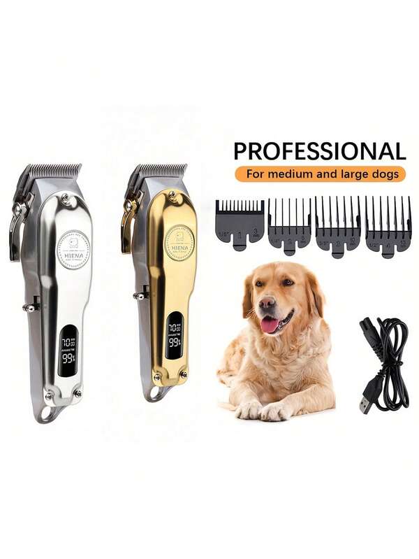 Professional Dog Hair Clipper Pet Hair Trimmer With LED Display Screen All-Metal Rechargeable Electric Cat Shaver Pet Hair Trimmer