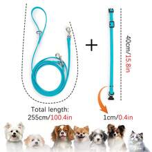 1条牵引绳+1个项圈，四季通用PVC材质防水斜挎宠物牵引绳，高强度免手持牵引绳和项圈套装，易于清洁，适合小型、中型和大型犬。 - 彩色 - 查看 3