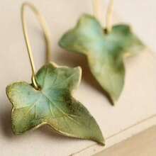 Fashion Olive Green Leaf Earrings, Green Ivy Leaf Earrings, New Bohemian Fall Jewelry, Gift For Best Friends Sisters - 綠色 - 查看 6