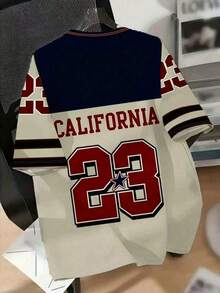 Plus Size Men's Short Sleeve T-Shirt, Sports Jersey #23, Casual Summer Wear