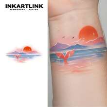 INKARTLINK INKARTINK Fake Tattoo Aufkleber, temporär wasserfest für Arme und Hände, Körperkunst Malerei Landschaft