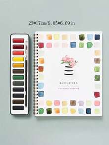 1PC Watercolor Workbook: Bouquets Theme Watercolor Exercise Book Suitable For All Ages (Without Watercolor Paint Or Brush)
