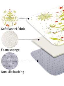 1/3/4pcsGreen Christmas Tree Winter Shower Curtain Bathroom Set, Minimalist Cartoon Waterproof And Wear-Resistant Accessories,With 12 Hooks - Includes Toilet Seat Cover, Bath Mats, And Rugs - Non-Slip Polyester Fabric - Washable - Perfect For Holiday Decor,Home/Bedroom/House/Western Decor,