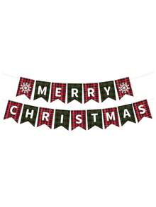 8 Peças Faixa de Natal Festiva com Letras Feliz Natal, Faixa de Papel Feliz Natal, Decoração de Festa com Bandeiras Vermelhas e Verdes Vintage do Papai Noel, Faixa Feliz Natal, Faixa de Natal Festiva, Guirlanda de Cartas do Papai Noel em Papel Grosso, Decoração de Parede para Feriados, Cenário para Fotos - Papai Noel, Biscoito de Gengibre, Boneco de Neve - Decoração Xadrez Rosa e Verde