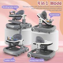 Andadera Musical Bebé Juguetes Interactiva Plegable 4-in-1,Andador para bebé, andador multifuncional con patas arqueadas, se puede empujar o sentarse para aprender a caminar. - Gris - Ver 9