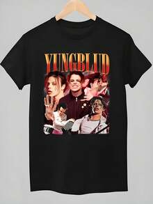 Vintage Yungblud Idols The Word Tour 2025 Official Merchandise T-Shirt - Heavyweight 220gsm Cotton Music Tour Tee With Yungblud & Idols Graphic Print, Unisex Casual Round Neck Short Sleeve Shirt For Concerts, Fan Gifts & Casual Attire - 黑色 - 查看 1